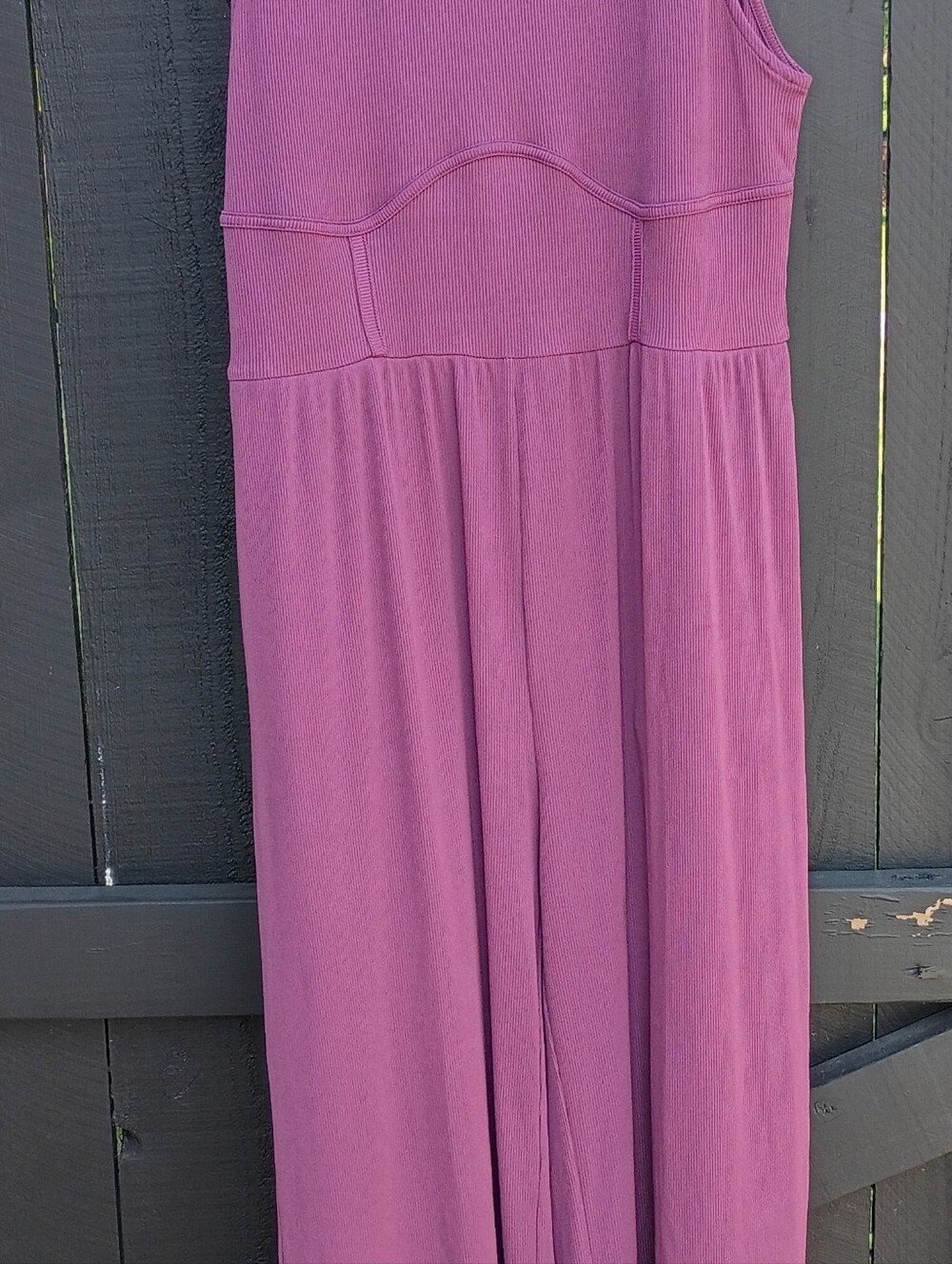 Cider Sleeveless Ribbed Wide-Leg Jumpsuit in Plum